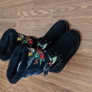 Ed Hardy black boots